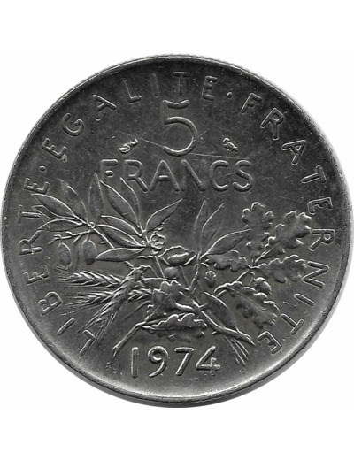 FRANCE 5 FRANCS SEMEUSE NICKEL 1974 SUP-