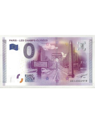 75 PARIS 2015-1 LES CHAMPS ELYSEES BILLET SOUVENIR 0 EURO  NEUF