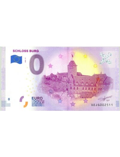 ALLEMAGNE 2020-11 SCHLOSS BURG BILLET SOUVENIR 0 EURO TOURISTIQUE NEUF