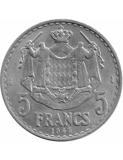 MONACO 5 FRANCS 1945 ALUMINIUM TTB