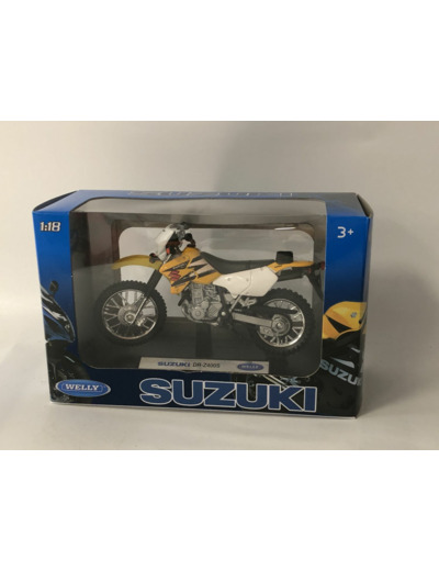 SUZUKI DR Z400S BLANCHE ET JAUNE WELLY 1/18 BOITE D'ORIGINE