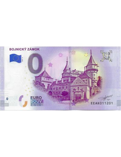 SLOVAQUIE 2019-2 BODJNICKY ZAMOK BILLET SOUVENIR 0 EURO TOURISTIQUE NEUF