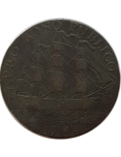 GRANDE BRETAGNE TOKEN HALFPENNY (1/2 PENNY) PRO BONO PUBLICO 1794 TTB