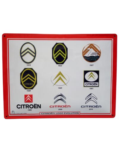 Plaque métal - Logos Citroën - 40x30 cm - Décoration vintage - Citroen