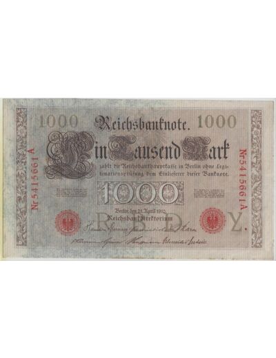 Allemagne 1000 MARK Serie Y 21 04 1910 SPL