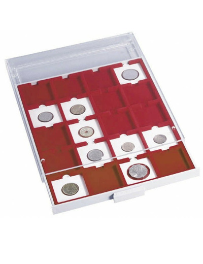 BOX MONNAIE 20 CASES ROUGE CARRES 50 X 50 MM