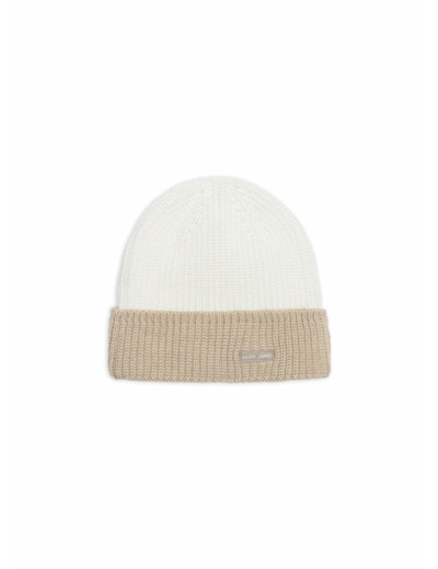 Bonnet en laine bicolore Canot en maille perlée