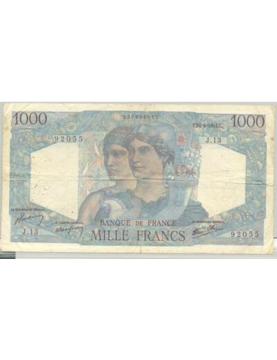 FRANCE 1000 FRANCS MINERVE ET HERCULE J.13 26-4-1945 TB+