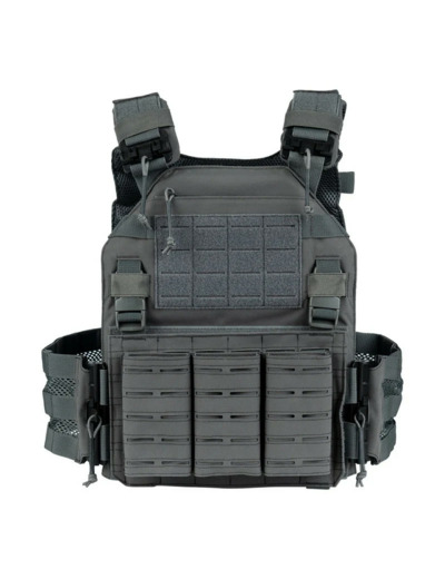 Gilet porte-plaques tactique gris protection balistique Cordura