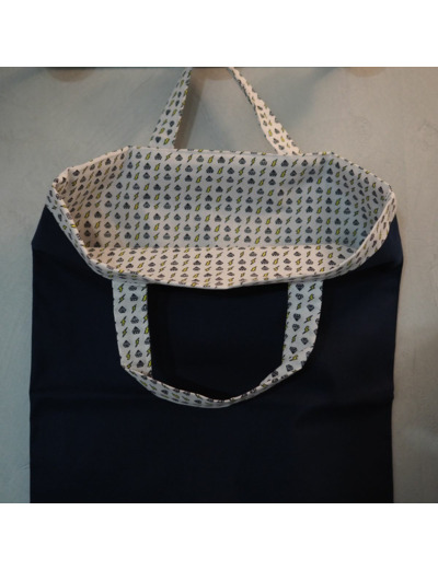 SAC TOTE BAG BLEU MARINE DOUBLE AVEC PETITES ANSES 45*37.5
