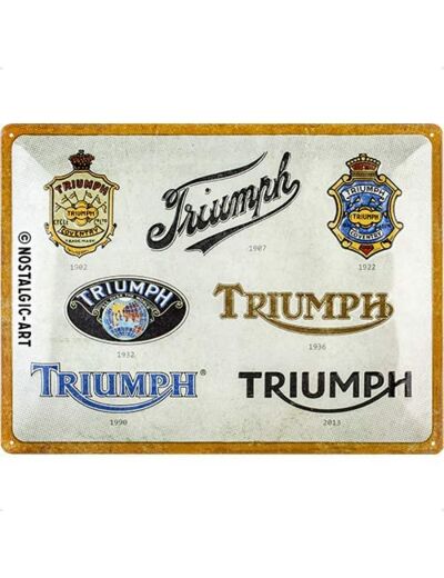 Plaque Métal - TRIUMPH Logo Evolution - 30 x 40cm - Nostalgic Art.