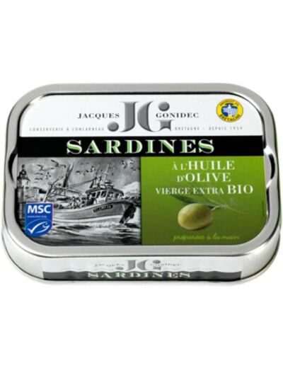 Sardines huile olive 115g Jacques Gonidec