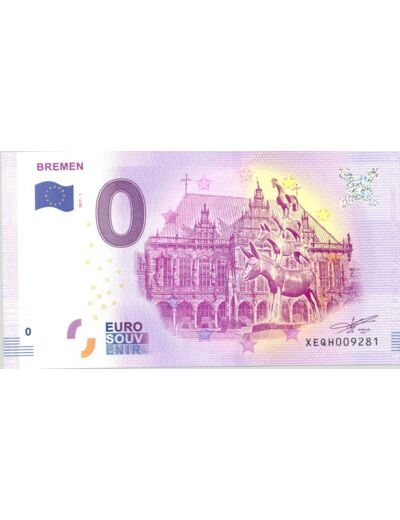 ALLEMAGNE 2017-1 BREMEN BILLET SOUVENIR 0 EURO TOURISTIQUE NEUF