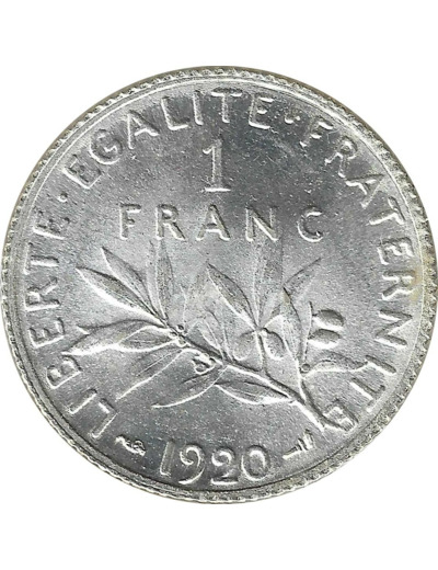 FRANCE 1 FRANC ROTY 1920 SUP/NC Tache