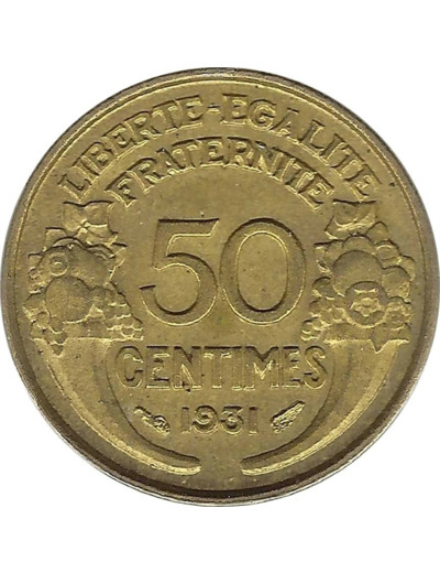 FRANCE 50 CENTIMES MORLON 1931 COCARDE SUP
