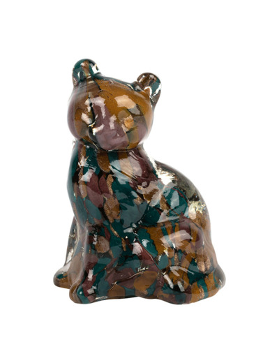 Chat décoratif verre multicolore 7x6x10cm