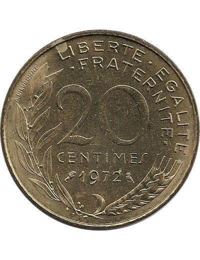 FRANCE 20 CENTIMES LAGRIFFOUL 1972 SUP+