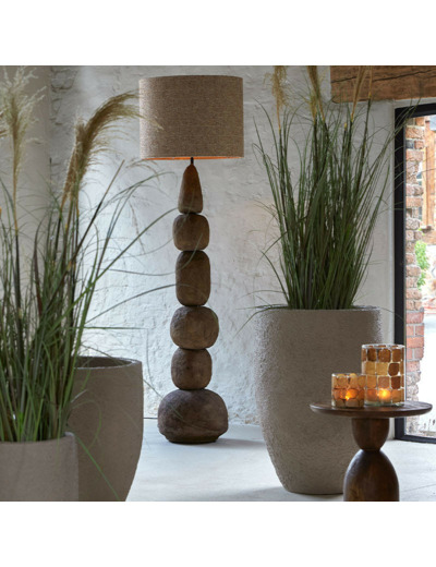 Photophore lumineux ambré cylindrique brun 14x20cm