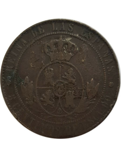 ESPAGNE 5 CENTIMOS 1868 OM étoile à 8 pointes TB