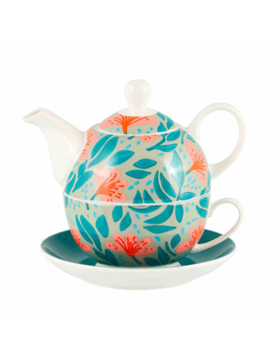THEIERE ET TASSE SOLITAIRE FLEURS DE CERISIERS