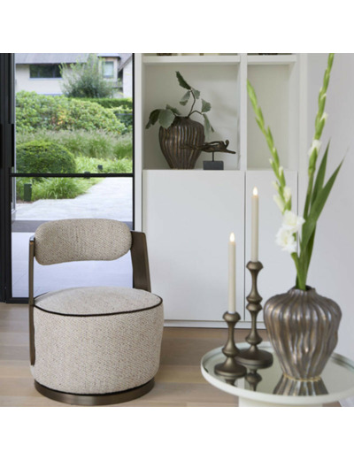 Fauteuil pivotant Kemena Crème et Sable 68x65x77cm