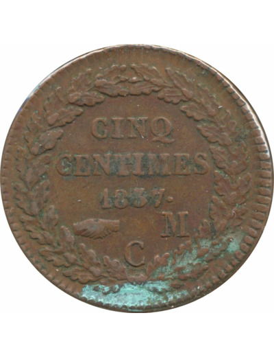 MONACO 5 CENTIMES 1837 MC TB+ N2