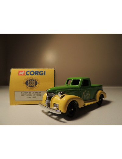 CHEVY PICK-UP TRUCK 1939 PUBLICITE GINI VERT ET JAUNE 1/45