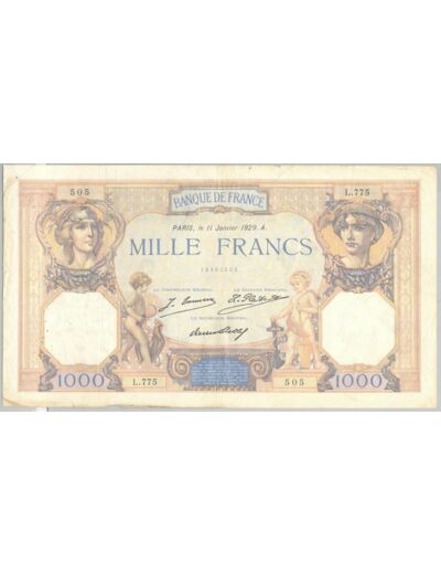 FRANCE 1000 FRANCS CERES ET MERCURE SERIE L.775 11 janvier 1929 TB