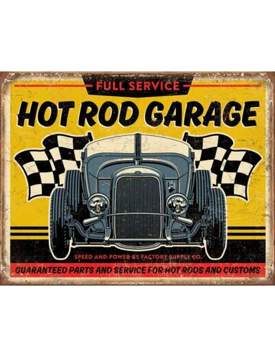 Plaque métal - Hot Rod Garage - 30 x 40 cm .