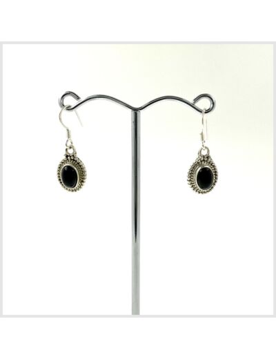 Boucles d'oreilles Onyx et Argent Massif