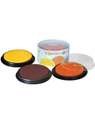 Tampon À Imprimer - Boite De 3 Encreurs Géants Ronds - Orange/jaune/marron