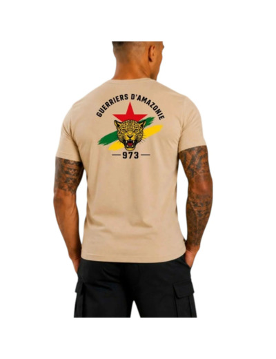 T‑shirt coyote « Guerriers d’Amazonie » – 973 Guyane – Coton 190 g