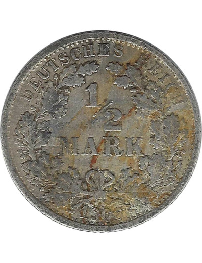 ALLEMAGNE 1/2 MARK 1906 J TB+