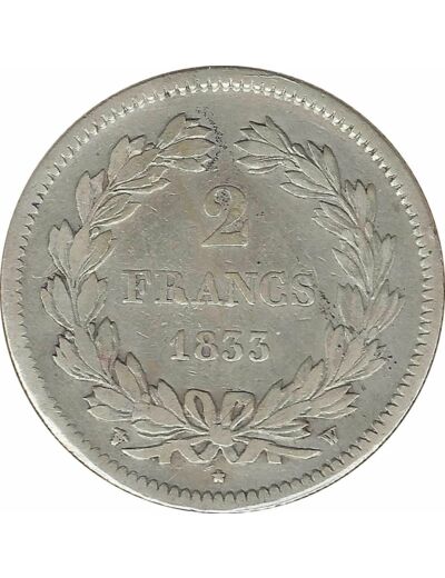 FRANCE 2 FRANCS LOUIS-PHILIPPE Ier 1832 W (Lille) TB+