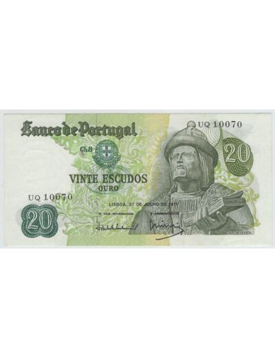 PORTUGAL 20 ESCUDOS 27-07-1971 SERIE UQ 10070 SUP