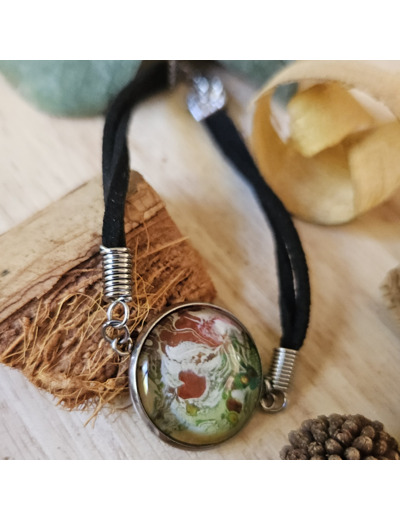 Bracelet en cordon avec pendentif et base ronde (20 mm) en acier inoxydable