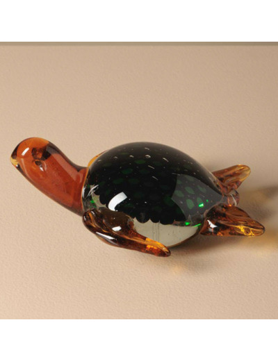 Ornement Tortue verte  verre 12x15x7cm