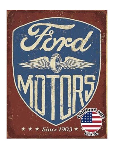 Plaque métal - Ford Motors - 31.5x40 cm - Décoration vintage.