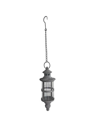 Lanterne suspendue fer gris 11x31cm