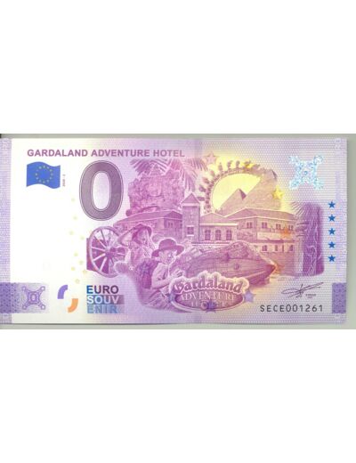 ITALIE 2020-2 GARDALAND ADVENTURE HOTEL BILLET SOUVENIR 0 EURO TOURISTIQUE  NEUF