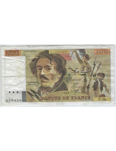 FRANCE 100 FRANCS DELACROIX 1984 SERIE N.86 TTB