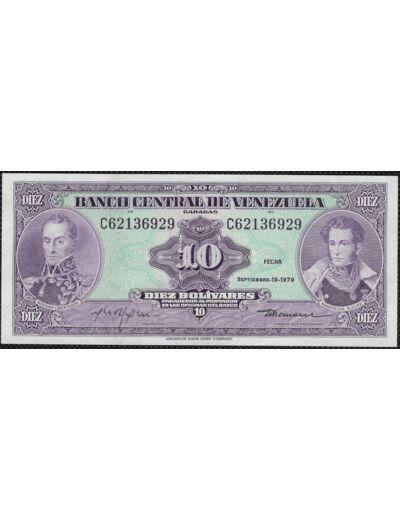 VENEZUELA 10 BOLIVARES 18 SEPTEMBRE 1979 SERIE C NEUF W51g