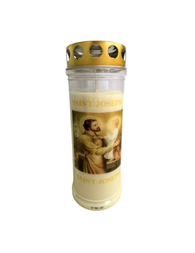 Bougie Funéraire 160 Heures Saint Joseph avec Prière