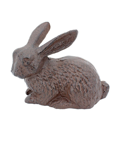 Lapin fonte patiné marron 14x7x10cm