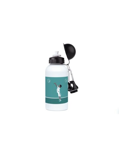 Gourde aluminium basketball bleu turquoise "Le boy qui fait du basketball" - Personnalisable