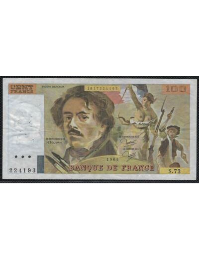 FRANCE 100 FRANCS DELACROIX 1984 SERIE S.73 TTB