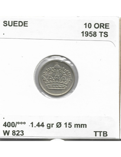SUEDE 10 ORE 1958 TS TTB