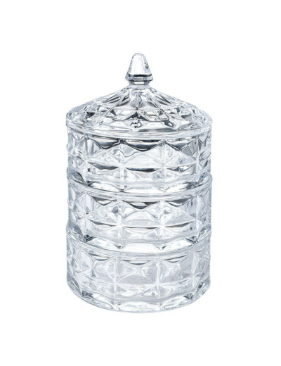 Bonbonnière couvercle verre transparent 13x13x23cm