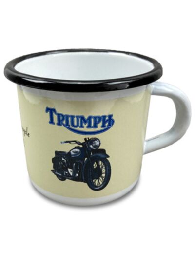 Mug émaillé Triumph, The Best Motorcycle In The World – Cadeau pour fan de motos anciennes, tasse pour le camping, 300 ml – Email Replica.