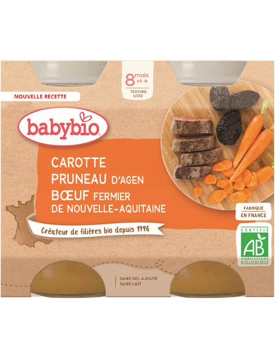 Carotte pruneau boeuf pot 2x200g Babybio